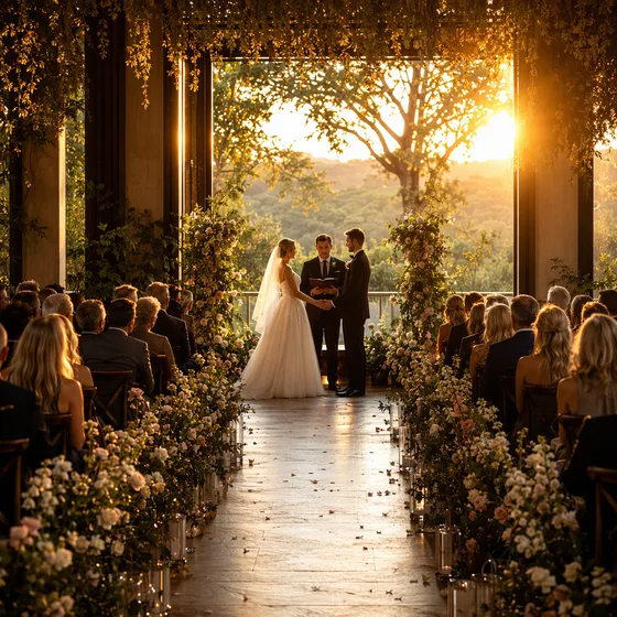 Bride and groom walking from the ceremony.